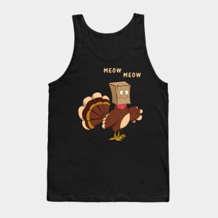 Thanksgiving Cat Fake Cat Meow Thanksgiving Turkey Tank Top